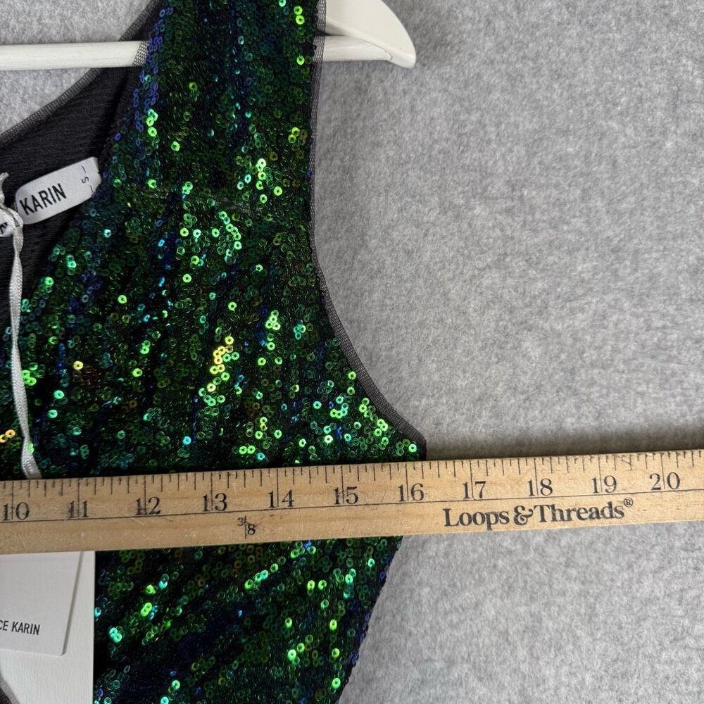 Grace Karin Womens Small All Over Sequin Fit & Flare Sleeveless Dress Green NWT - Picture 2 of 10